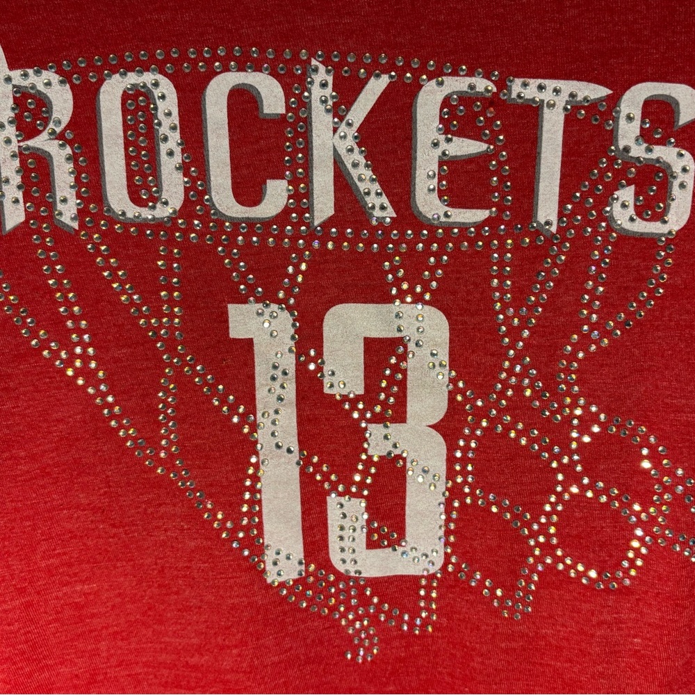 Adidas Houston Rockets #13 Rhinestone Tee Women’s Red - Picture 3 of 9